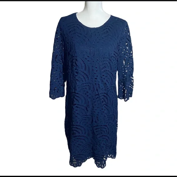 Tacera Blue Lace Dress Size Large